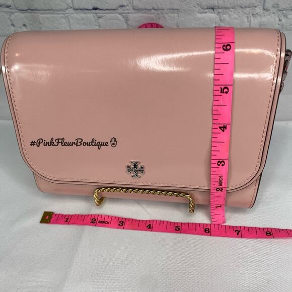 #TORY BURCH Emerson Patent Chain Wallet Clay Pink NWT - Picture 7 of 9